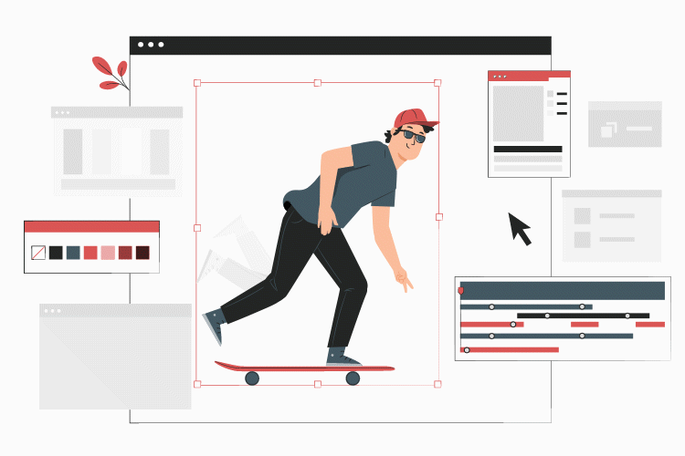 Skateboarder animated video production Gif